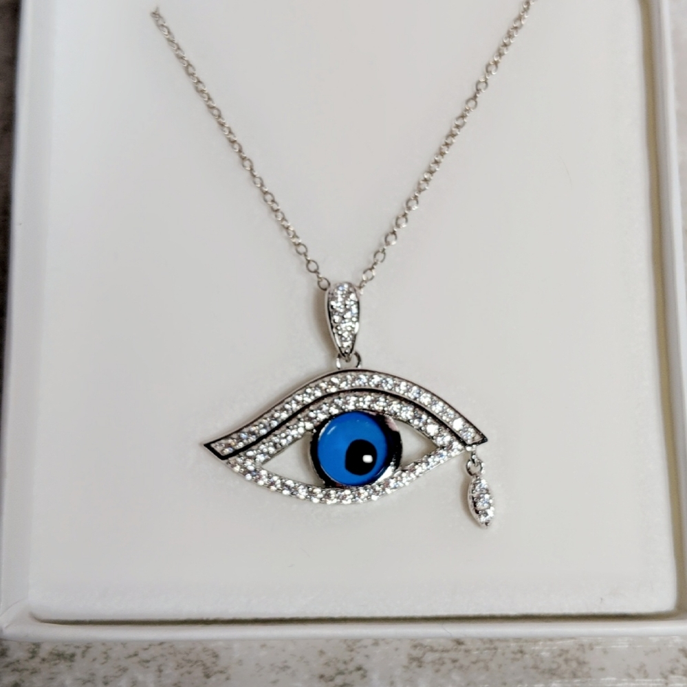🧿Evil Eye🧿 Sterling Silver CZ Necklace